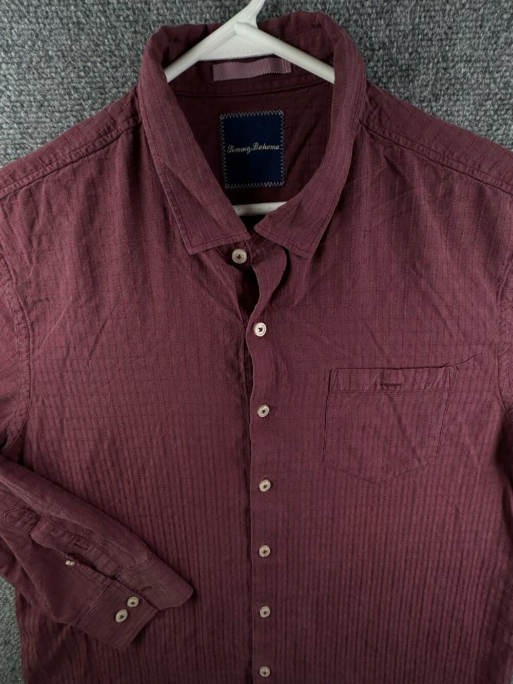 Tommy Bahama Men Long Sleeve Button Up Shirt Silk Cotton Blend Red Check Hawaii